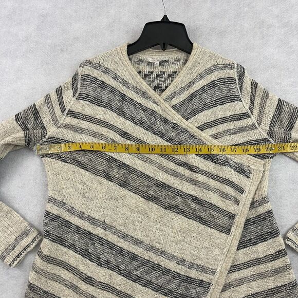 Lucky Brand Open Front Cardigan Sweater Medium Boho Aztec Tribal Knit Cream - Picture 7 of 12